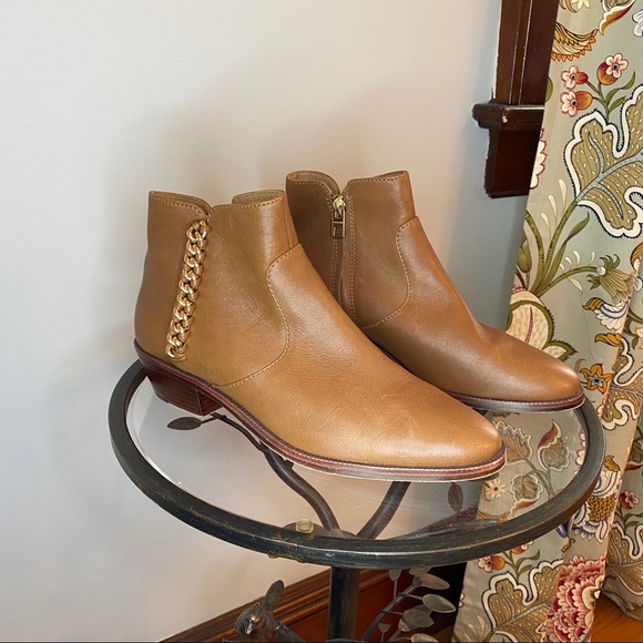 Coach Shoes - Coach brown leather booties with gold chain